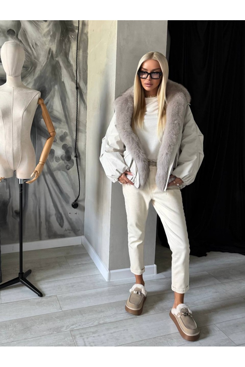 Max Mara Женский бомбер с натуральным мехом premium