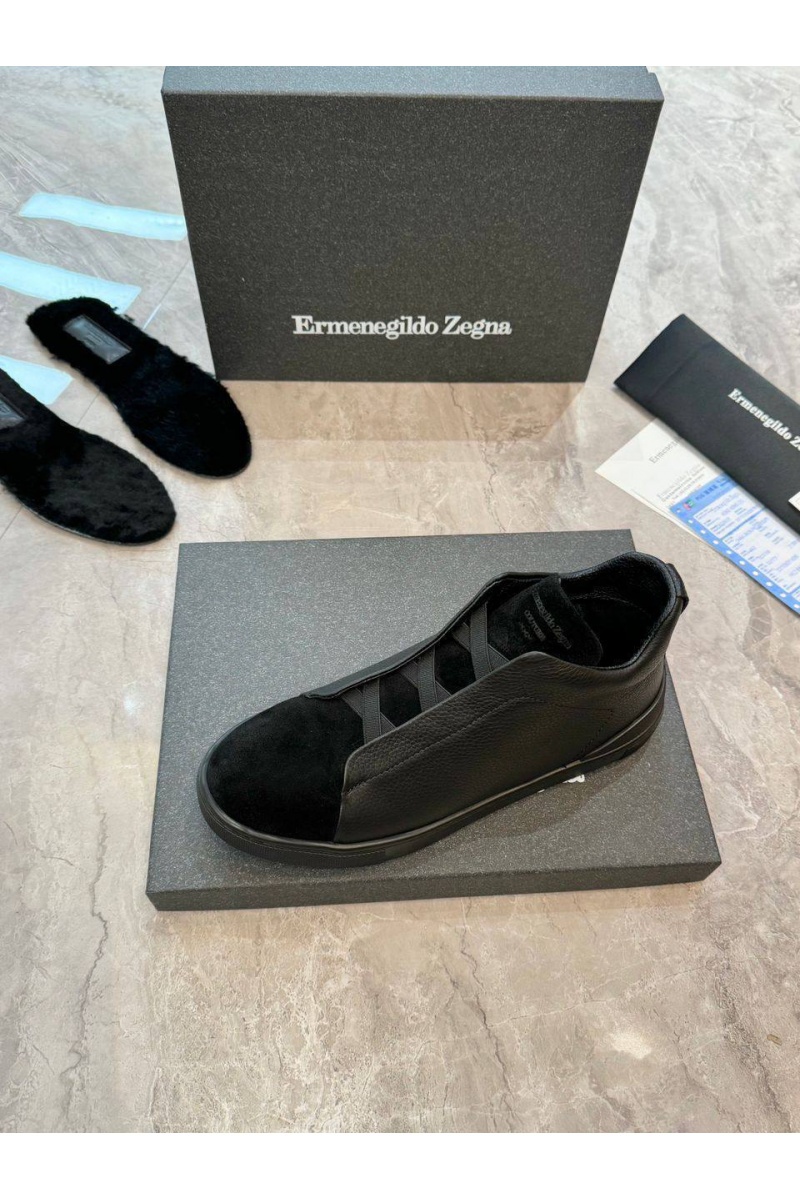 Zegna Кроссовки с мехом Triple Stitch