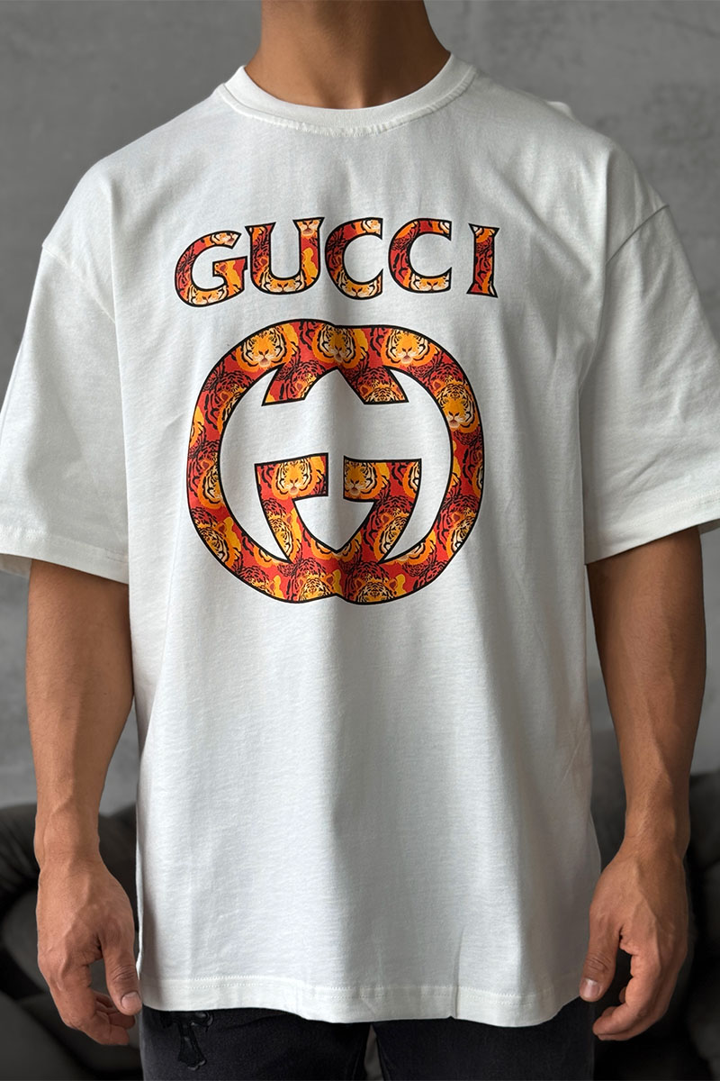 Gucci Брендовая оверсайз футболка белого цвета