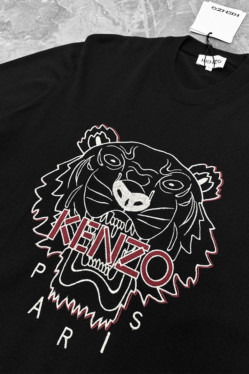 Kenzo Чёрный свитер Tiger logo-embroidered
