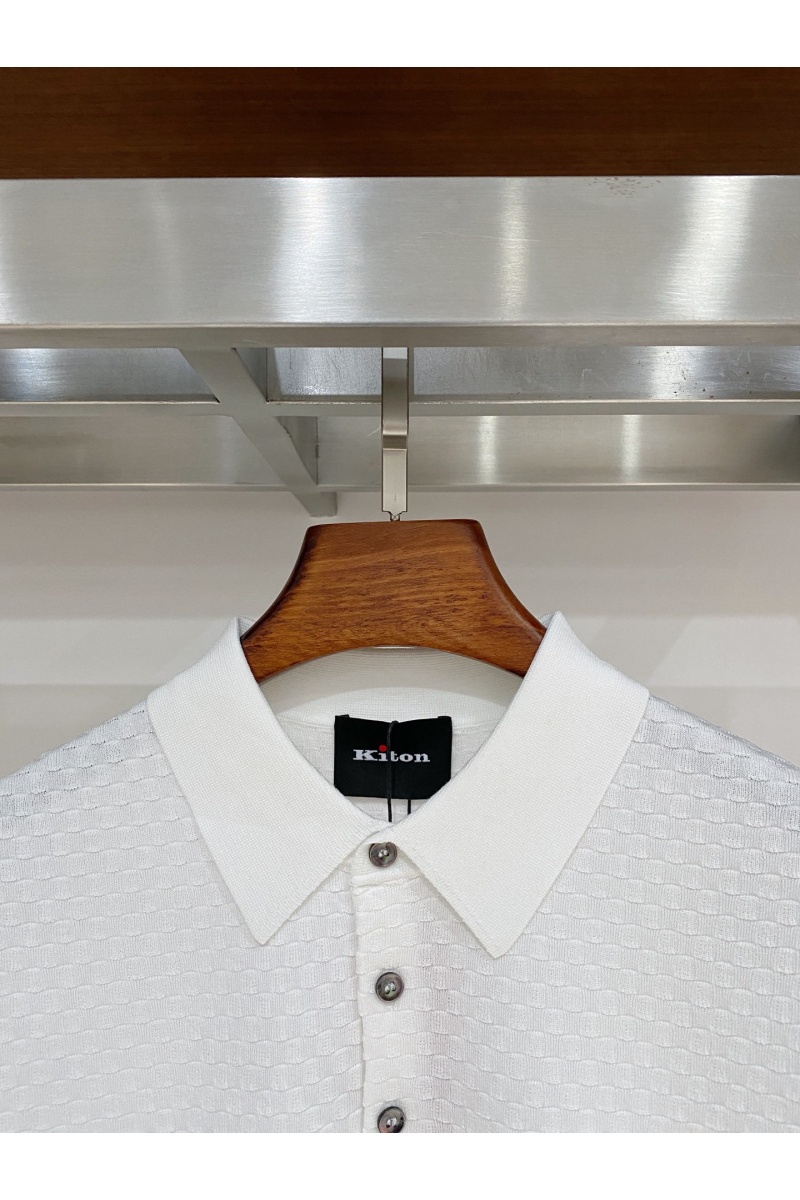 Kiton Мужское белое поло premium