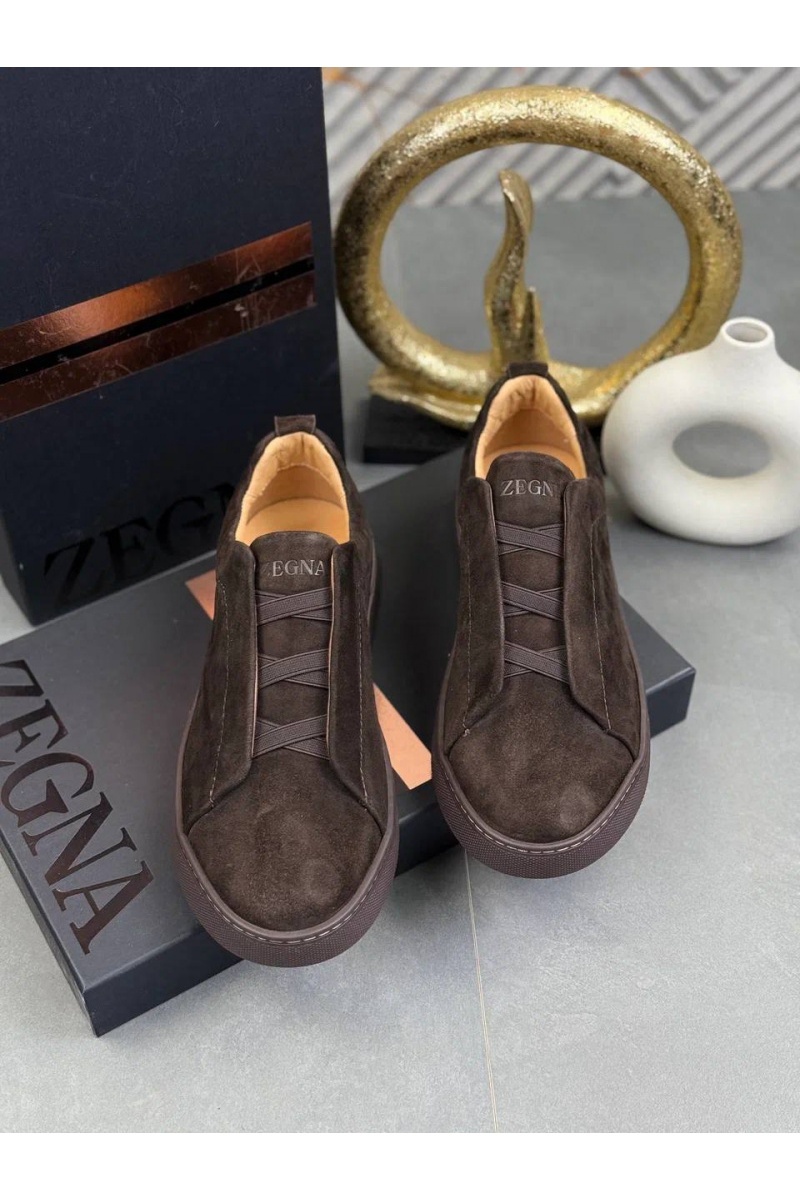 Zegna Замшевые кроссовки Triple Stitch