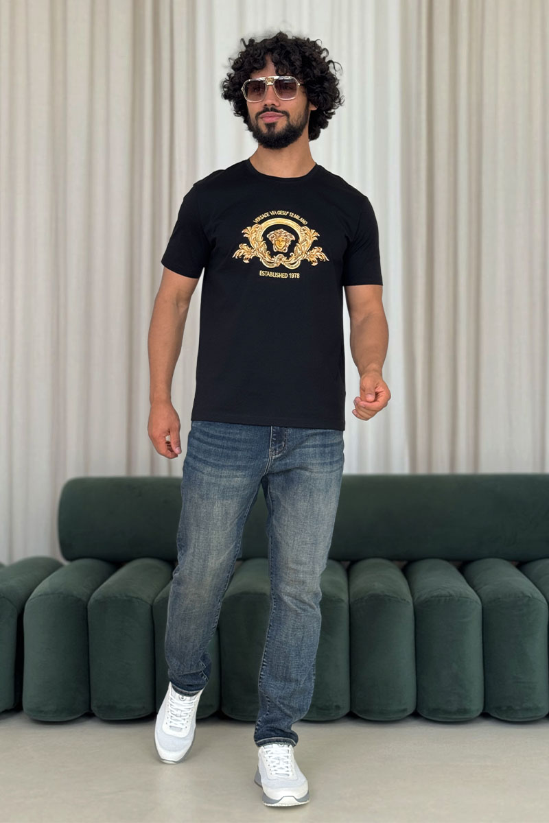 Versace Чёрная футболка Coupe Blason embroidered