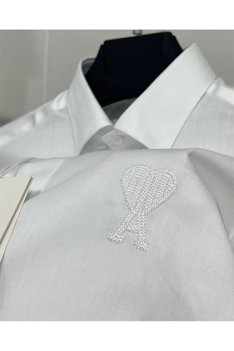 Designer Clothing Мужская классическая рубашка Ami embroidered-heart - White