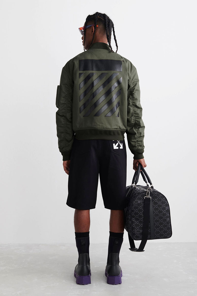 Off-White Мужской бомбер цвета хаки Diag-print