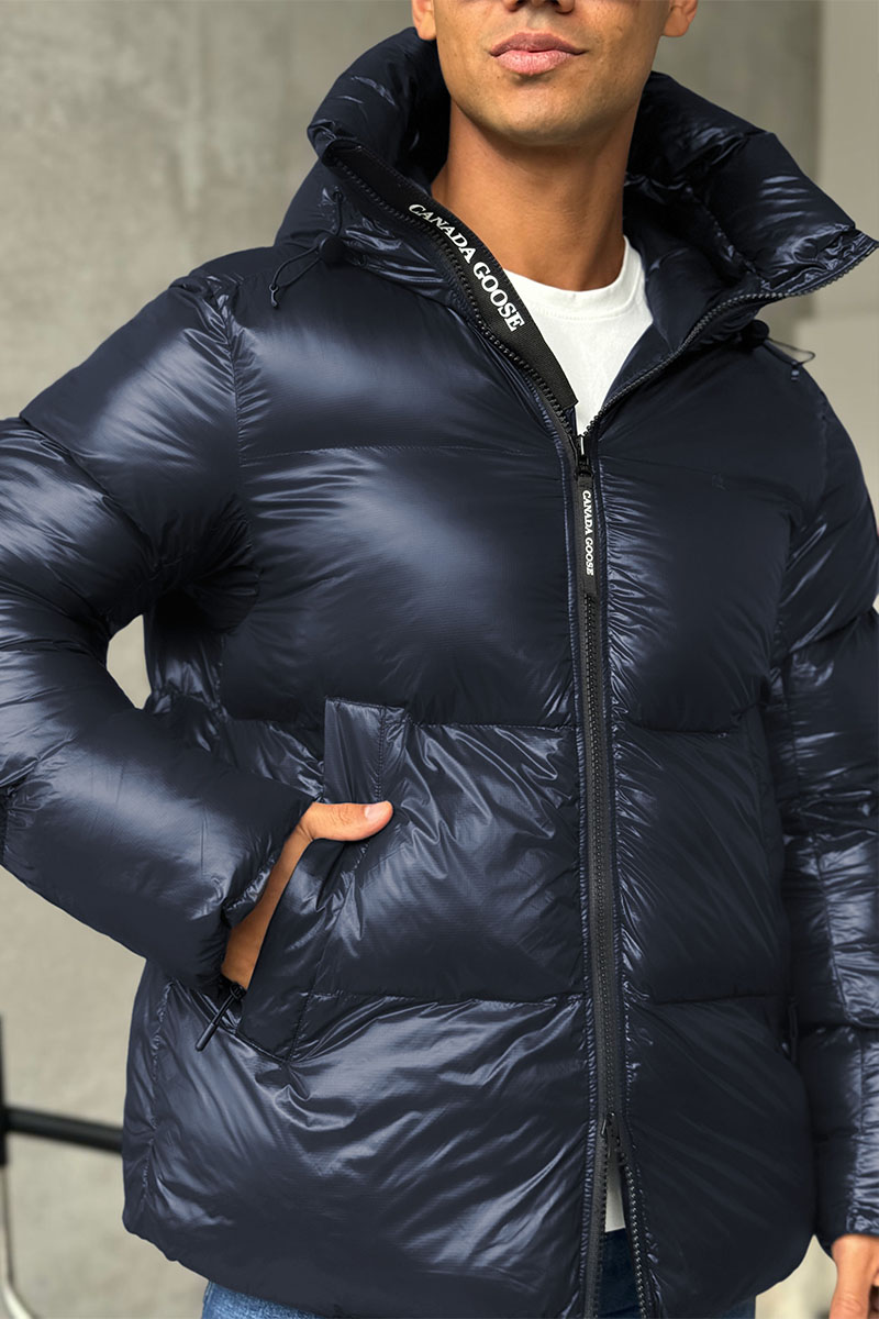 Canada Goose Мужской тёмно-синий пуховик logo-patch 