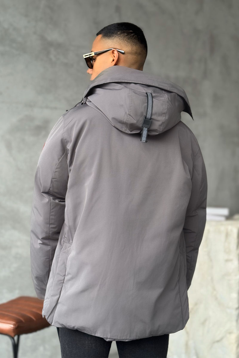 Canada Goose Серый пуховик Sanford logo-patch