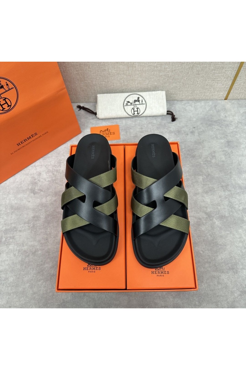 Hermes Мужские шлёпанцы Kazimir - Black / Khaki