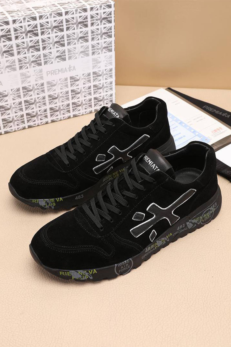 Premiata Чёрные замшевые кроссовки Mick