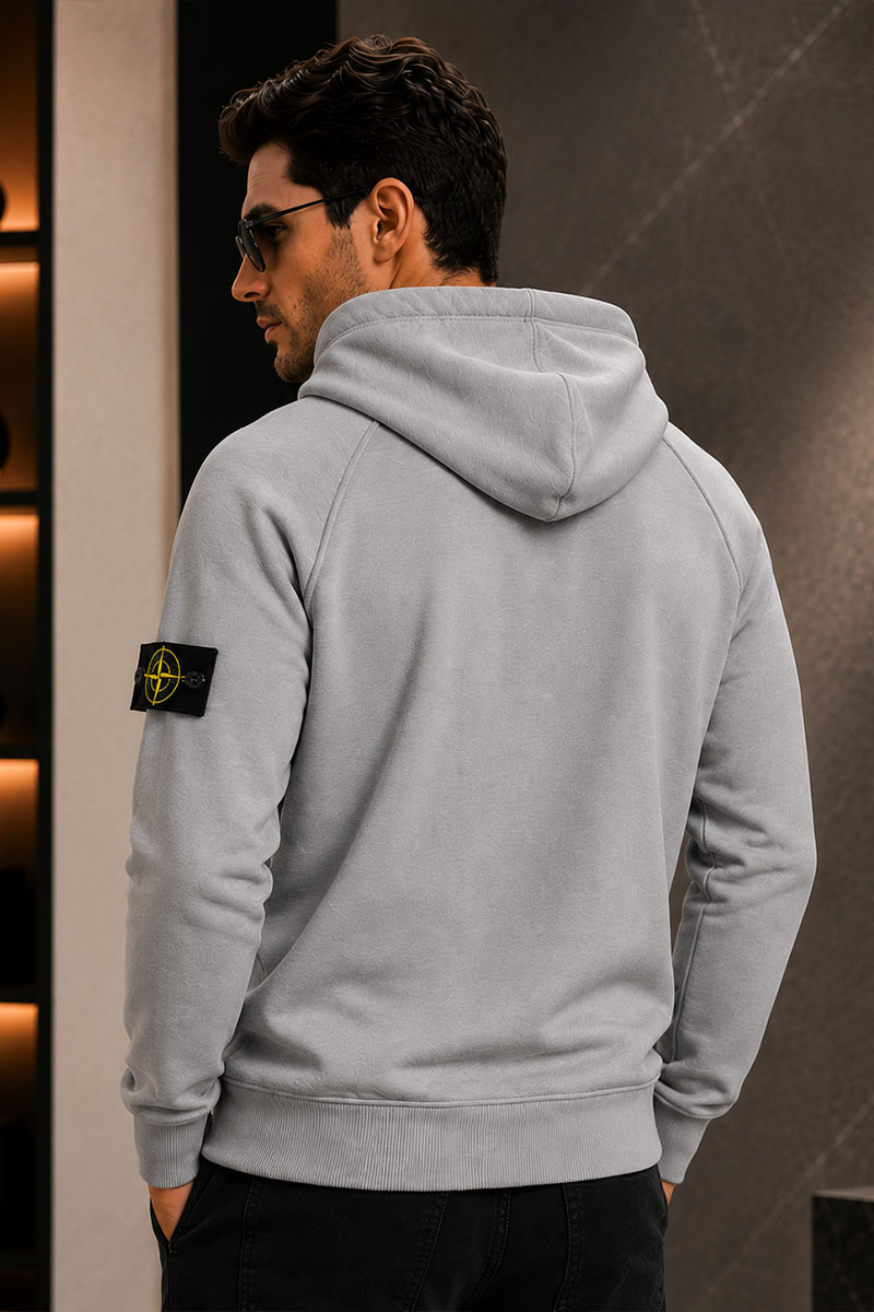 Stone Island Серая кофта на молнии compass-patch