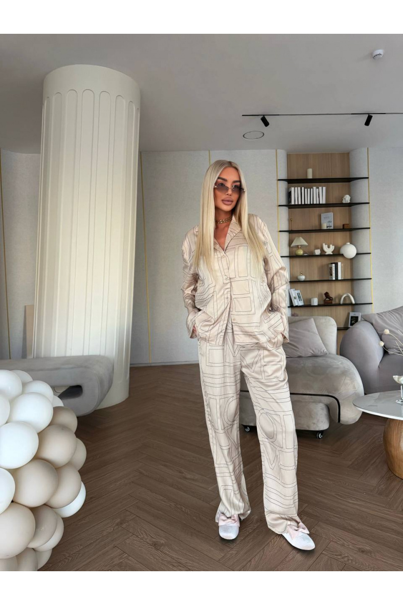 Designer Clothing Женский шёлковый костюм ТОТЕМЕ premium бежевого цвета