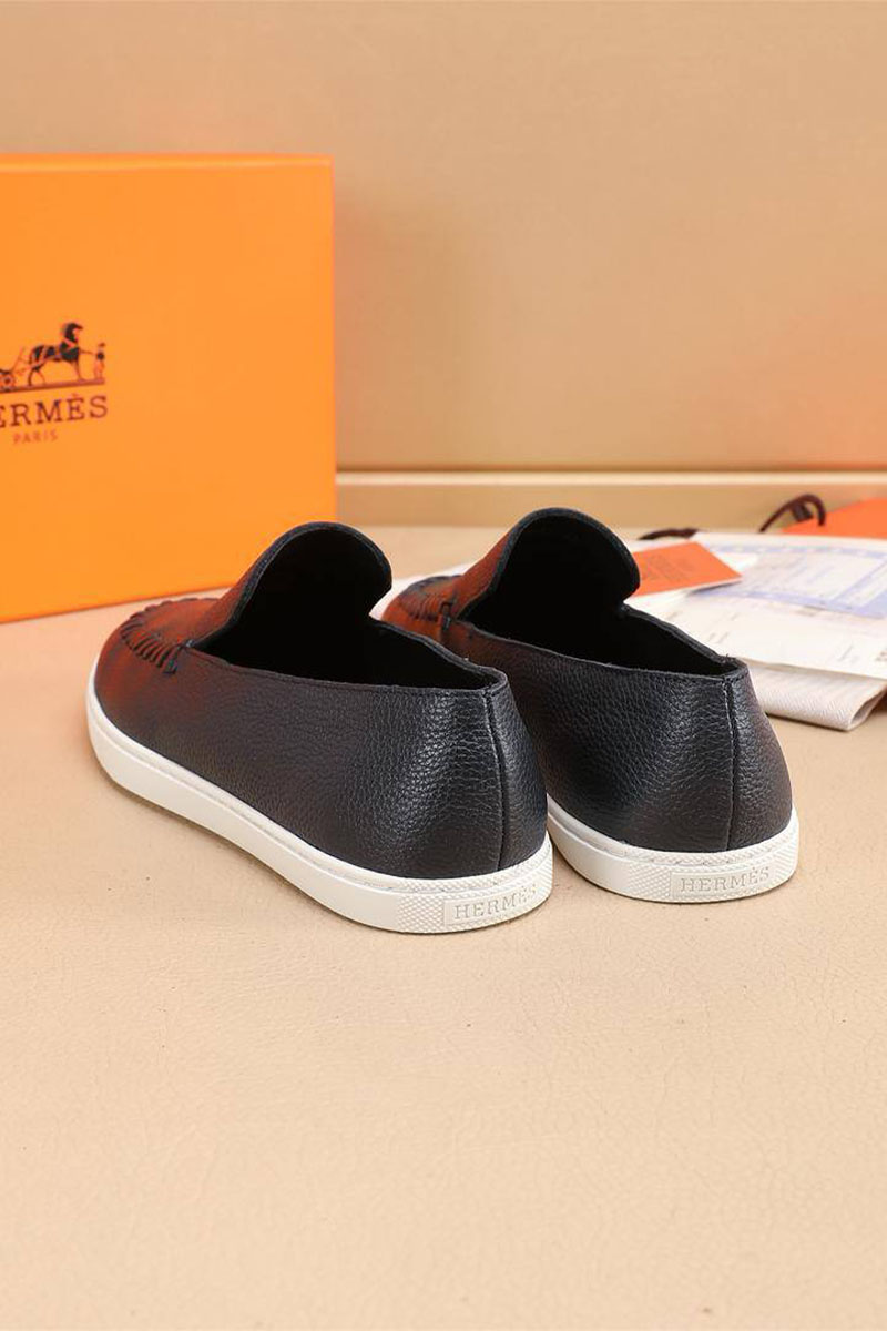 Hermes Мужские кожаные лоферы Julian - Navy