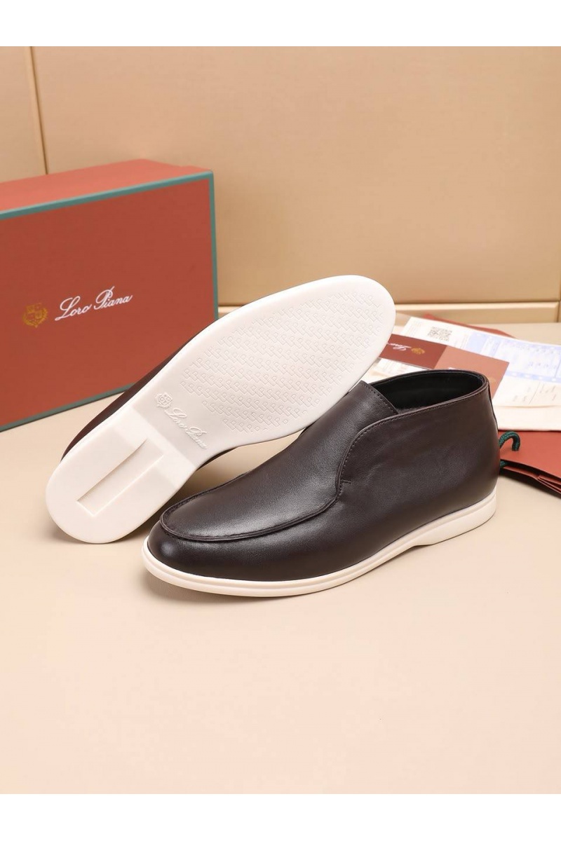 Loro Piana Кожаные лоферы с мехом Open Walk