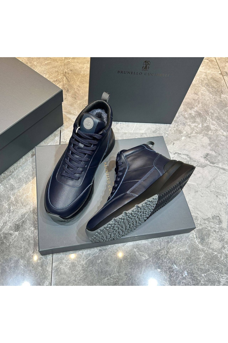 Brunеllо Сuсinеlli Кожаные кроссовки с мехом high-top - Navy