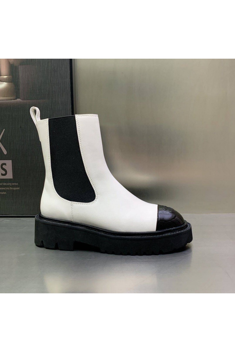Chаnеl Женские кожаные сапоги Cruise premium - White / Black