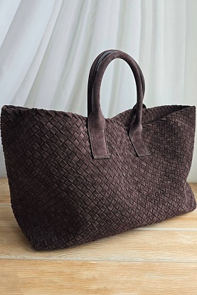Замшевая сумка Cabat 40x28 см - Brown