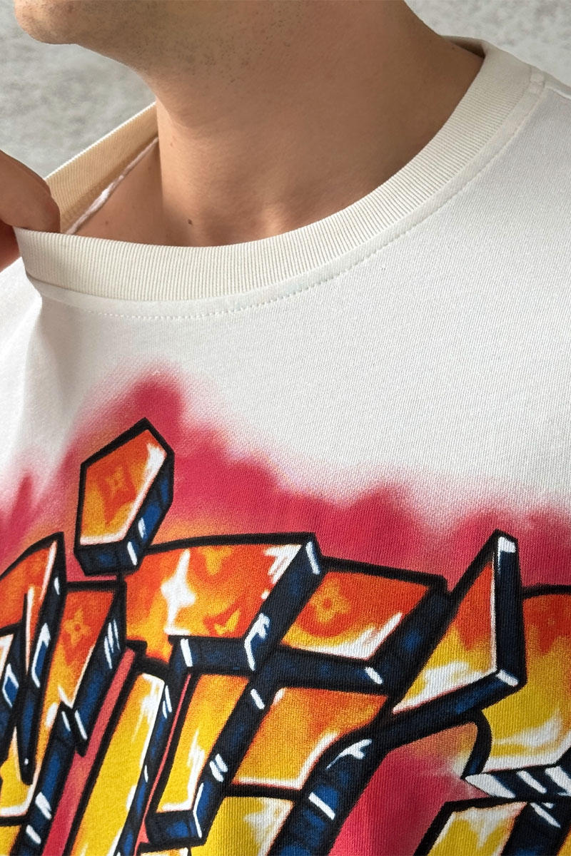 Lоuis Vuittоn Белая оверсайз футболка graffiti-print
