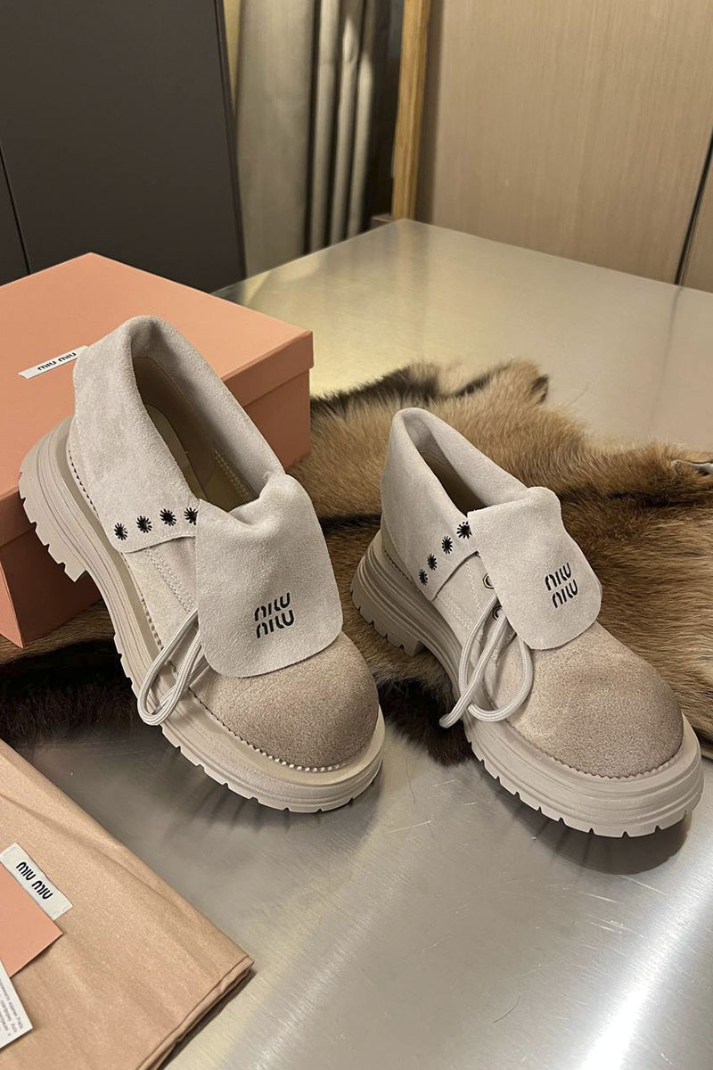 MIU MIU Женские замшевые ботинки premium - Beige