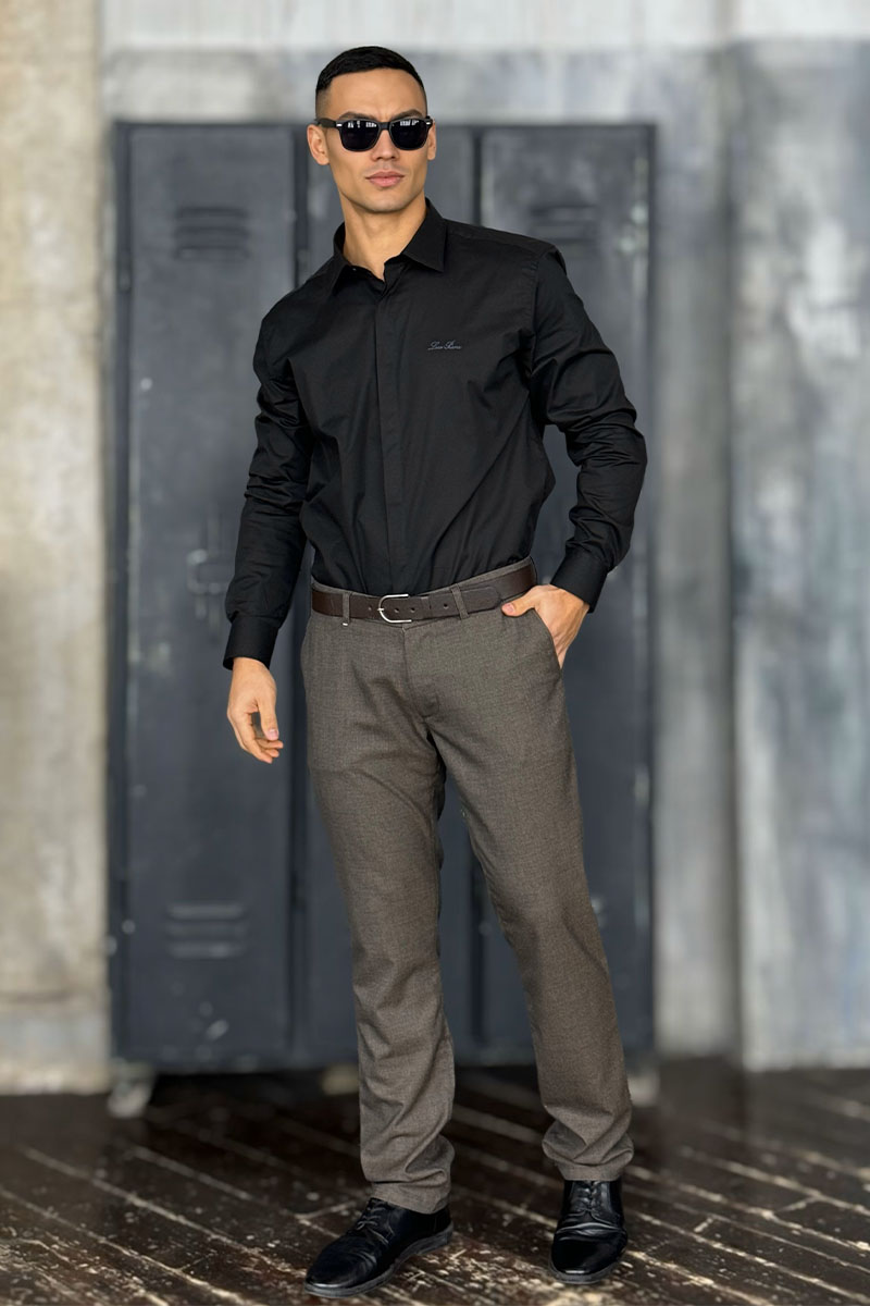 Loro Piana Мужская чёрная рубашка logo-embroidered