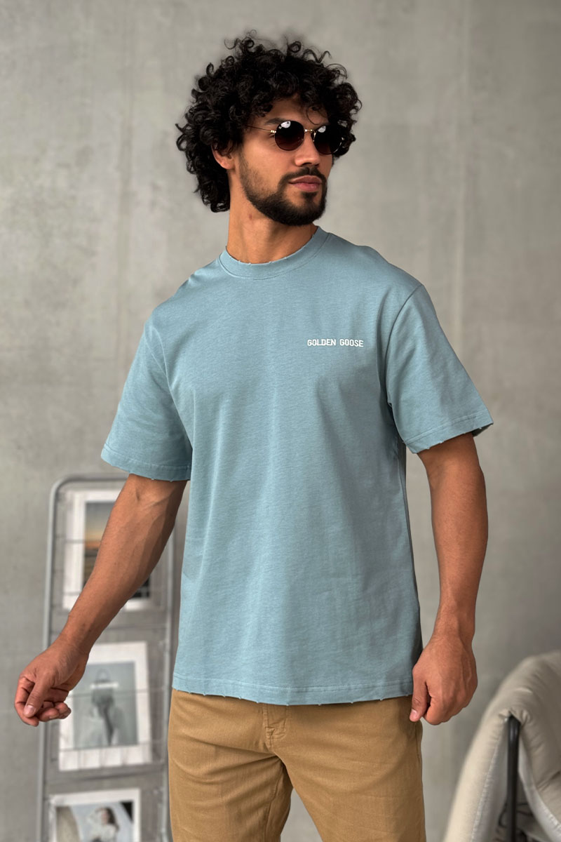 Designer Clothing Мужская синяя футболка Golden Goose (GUP01938)