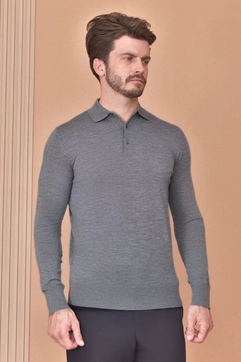 Loro Piana Поло с длинным рукавом Premium - Light Flower Gray