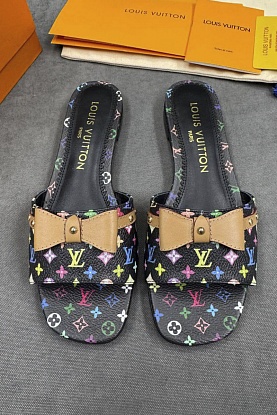 Женские кожаные шлёпанцы Takashi Murakami Multicolore premium