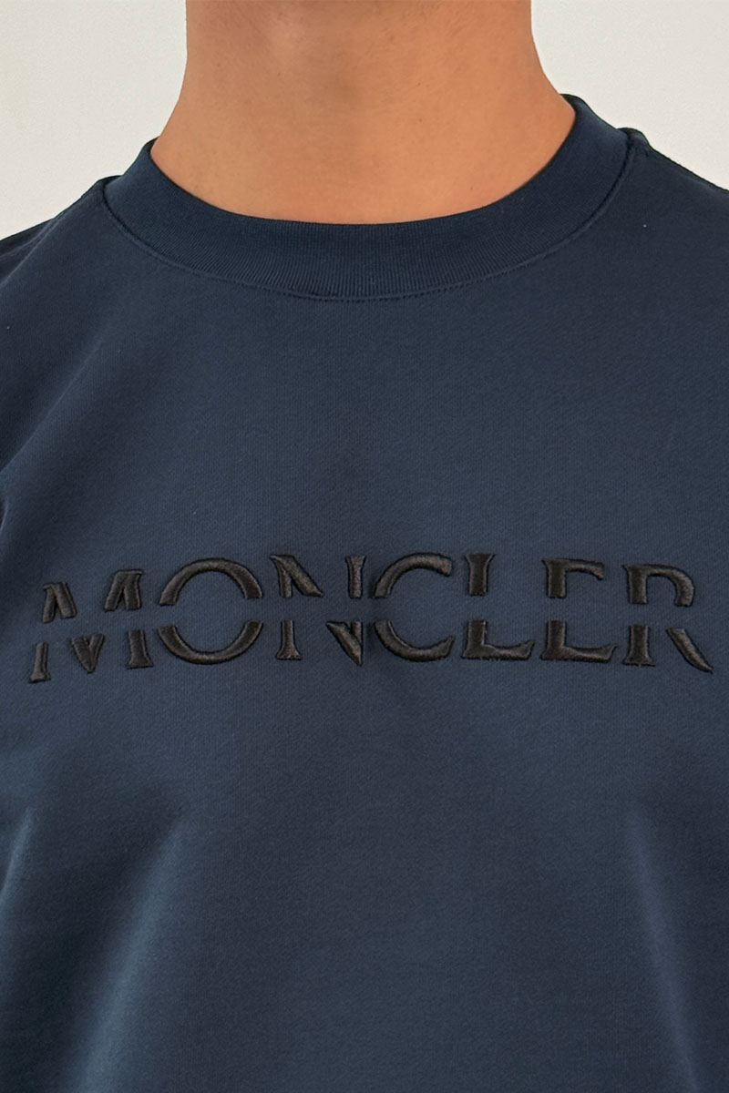 Moncler Тёмно-синий оверсайз свитшот logo-embroidered
