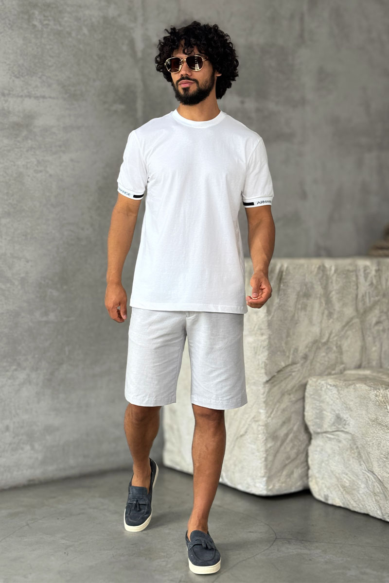 Emporio Armani EA7 Футболка белого цвета  logo-tape