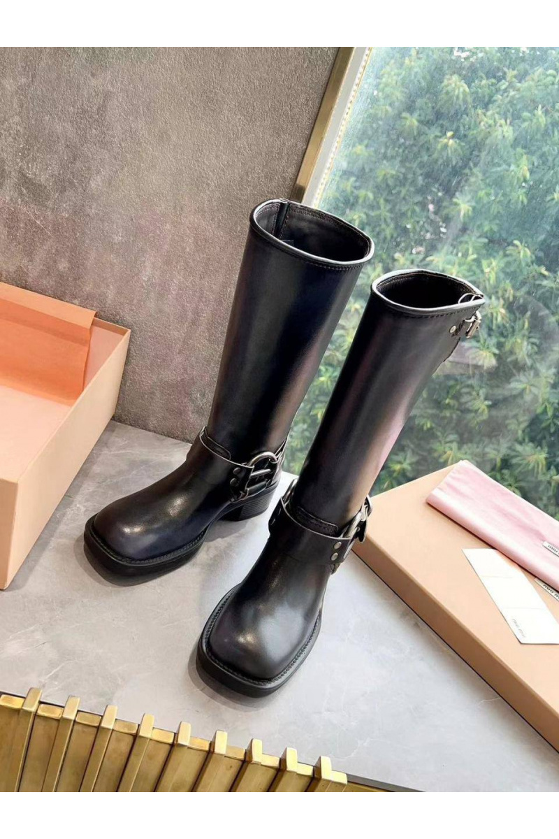 MIU MIU Женские кожаные сапоги Ankle Premium
