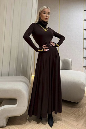 Женское трикотажное платье Premium - Brown