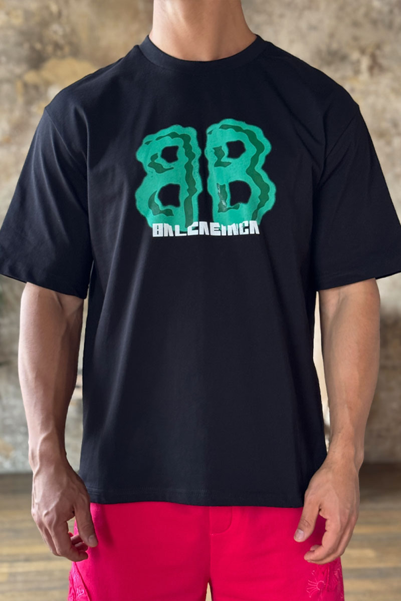 Balenciaga Чёрная оверсайз футболка logo print