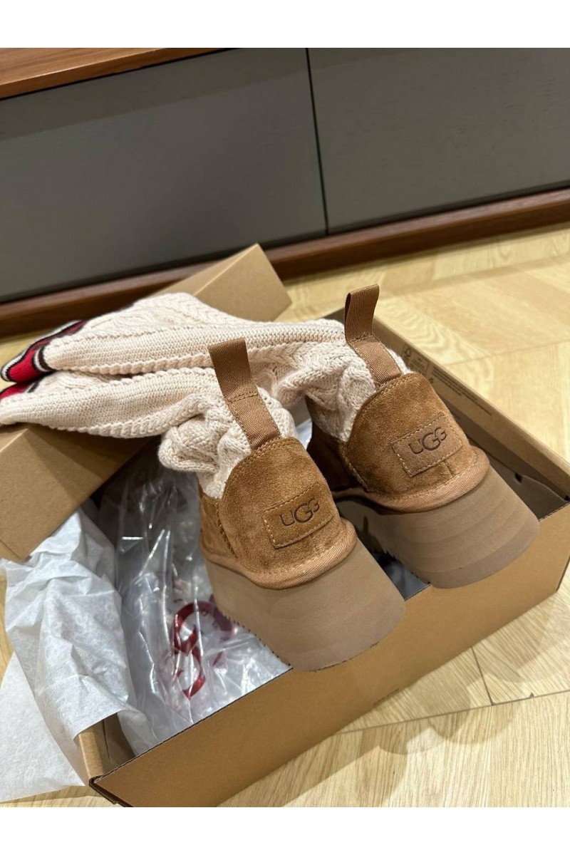 UGG Женские сапоги Classic Sweater Letter - Chestnut