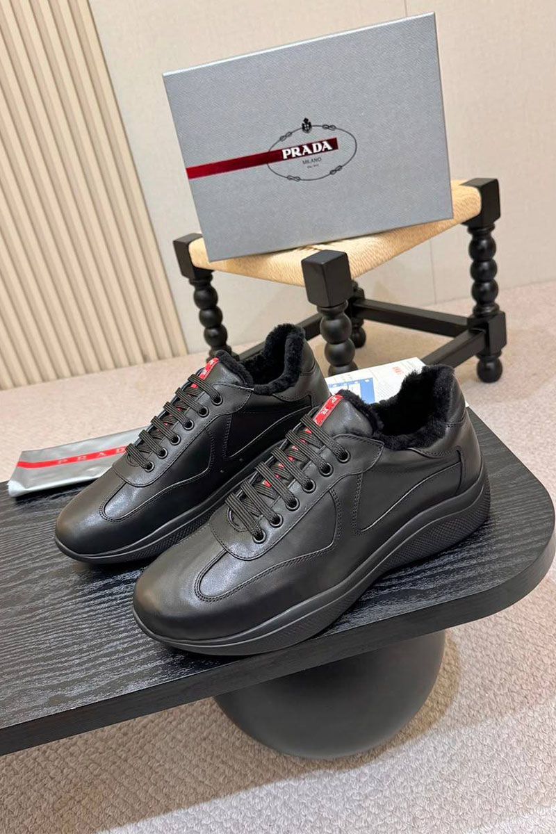 Prada Кожаные кроссовки с мехом America's Cup