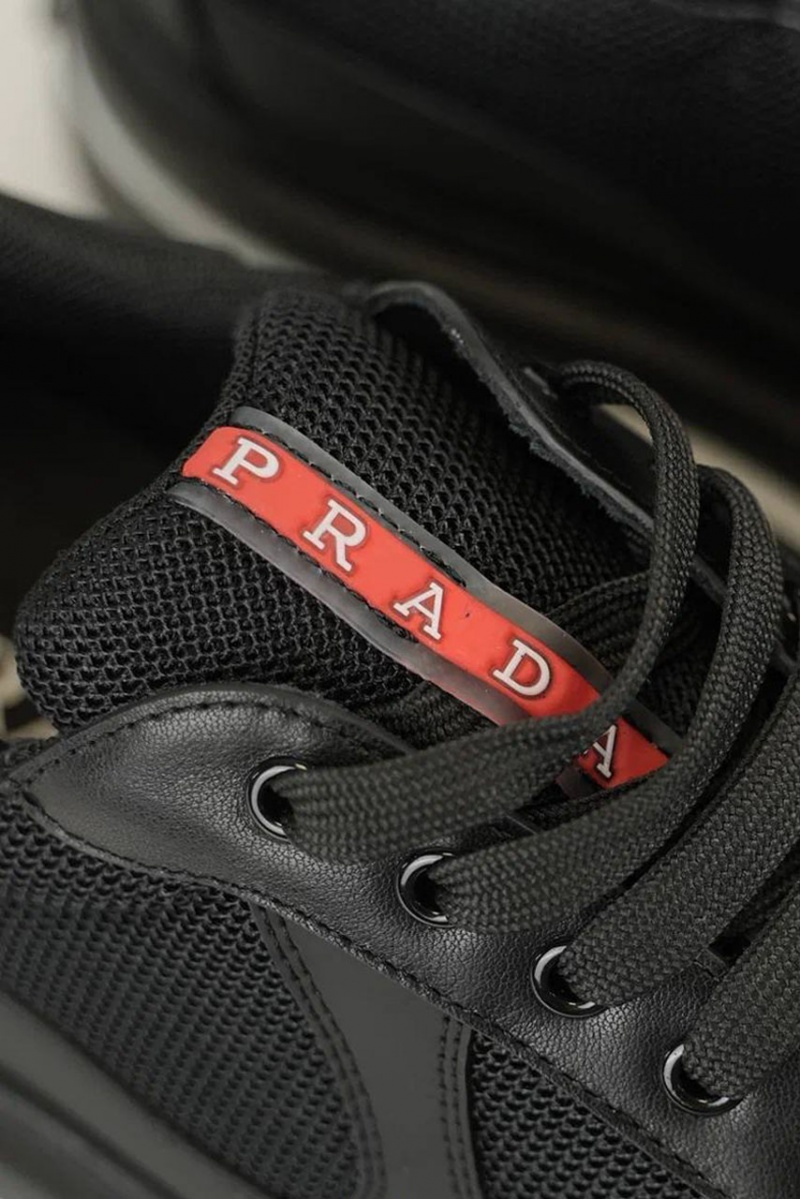 Prada Комбинированные кроссовки logo-stripe - Black