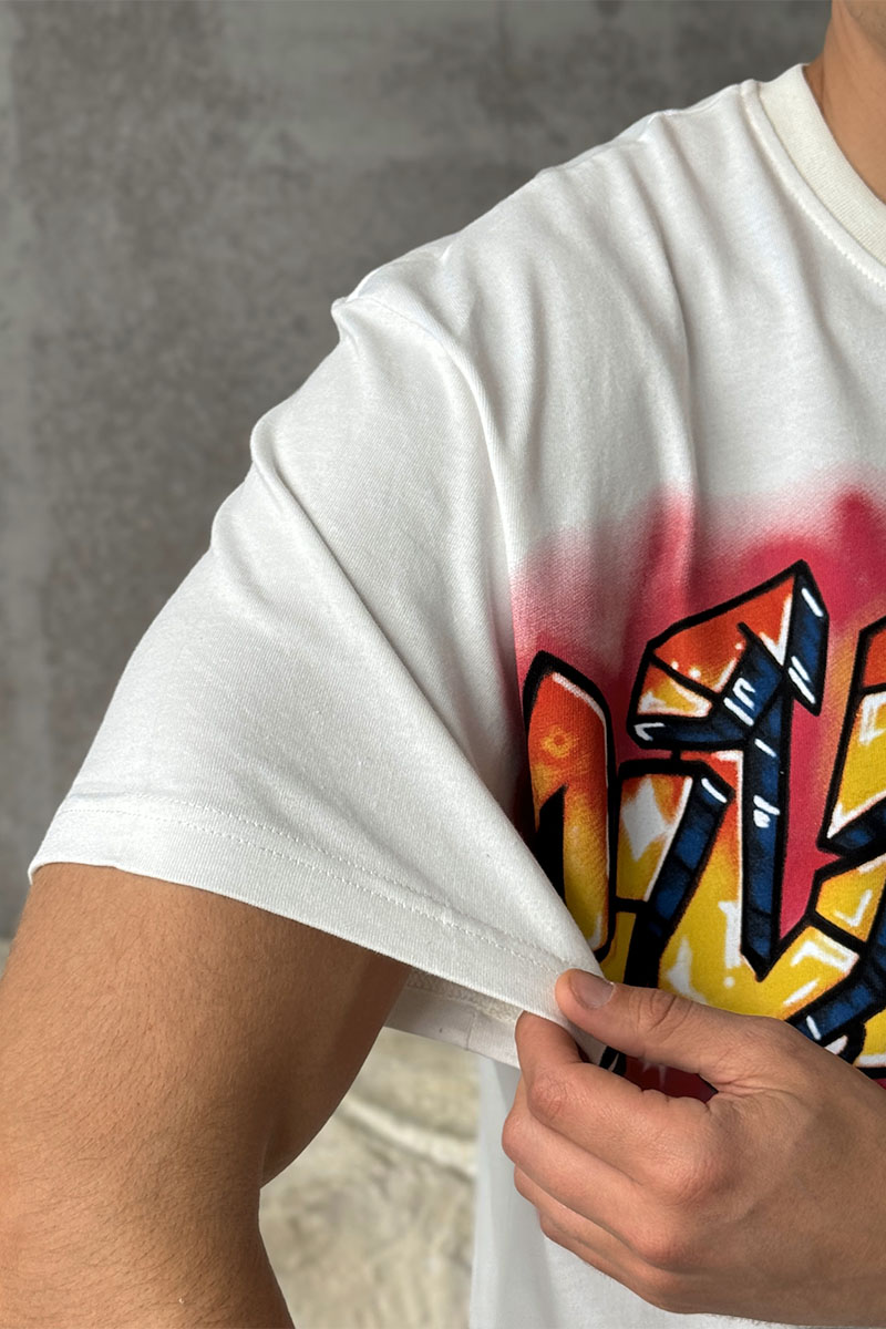 Lоuis Vuittоn Белая оверсайз футболка graffiti-print