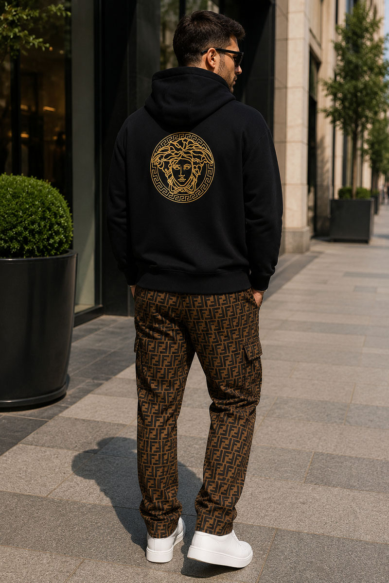 Versace Чёрная мужская кофта Collaboration Fendace Logo