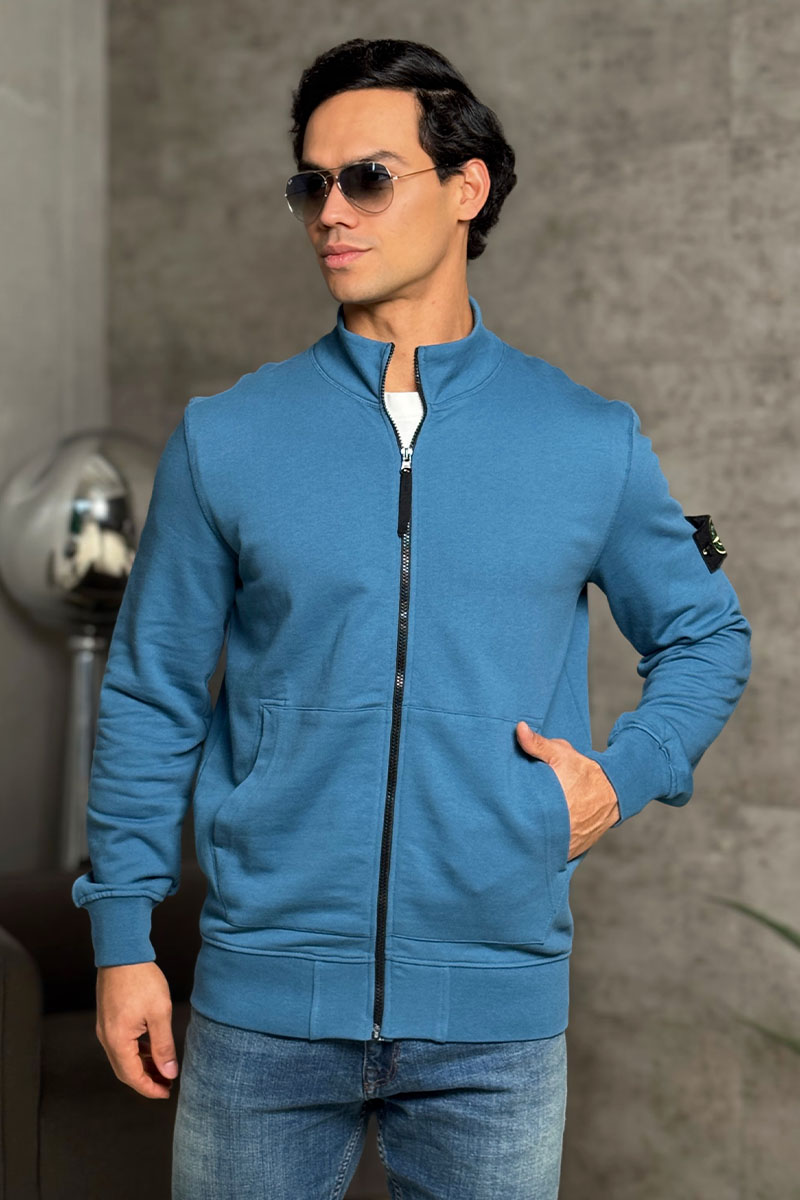 Stone Island Кофта синего цвета Zip-Up Compass-patch