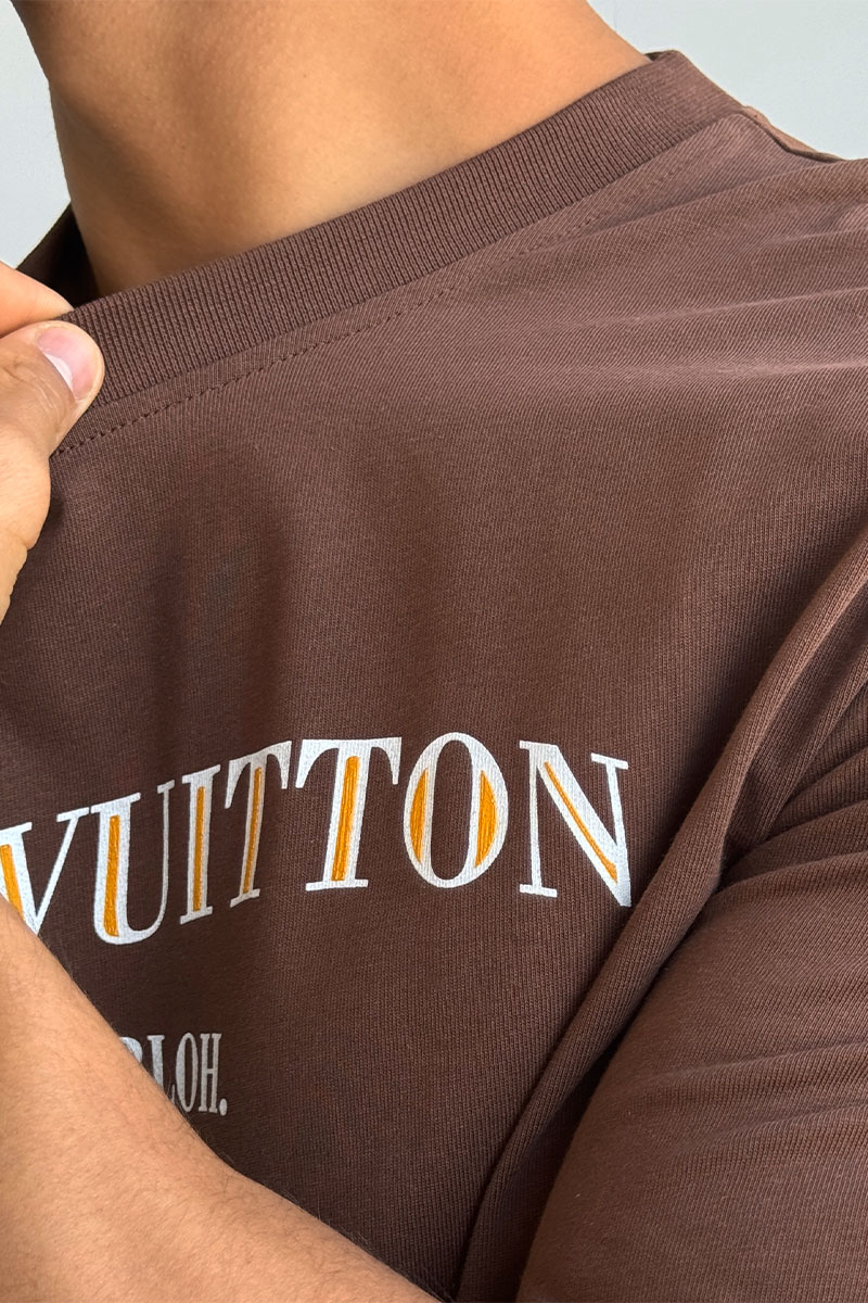 Lоuis Vuittоn Коричневая оверсайз футболка Virgil Abloh