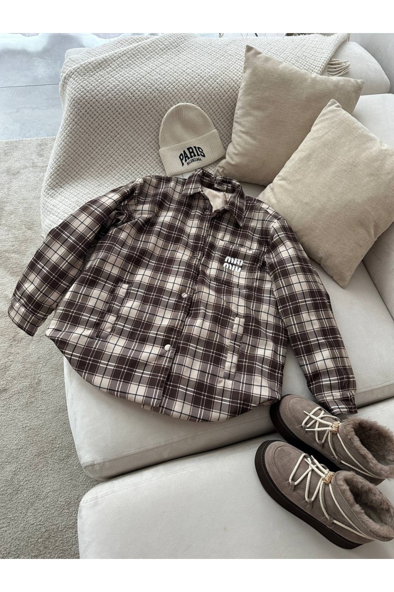 MIU MIU Женская утеплённая куртка в клетку Premium