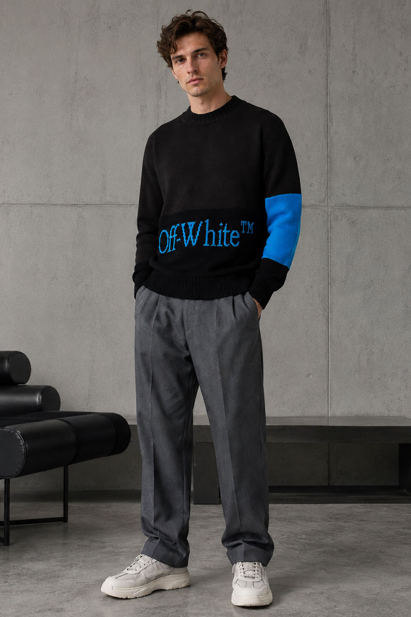 Off-White Мужской свитер colorblock - Brown / Black