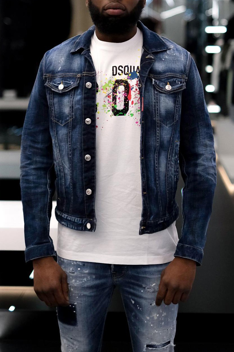 Dsquared2 Синяя джинсовая куртка Icon Splatter logo-print
