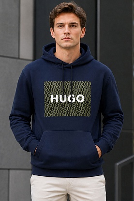 Тёмно-синее мужское худи Dreeman logo-print