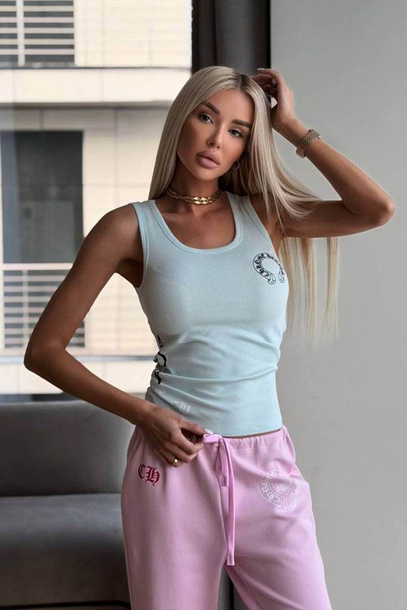 Chrome Hearts Женская голубая майка premium