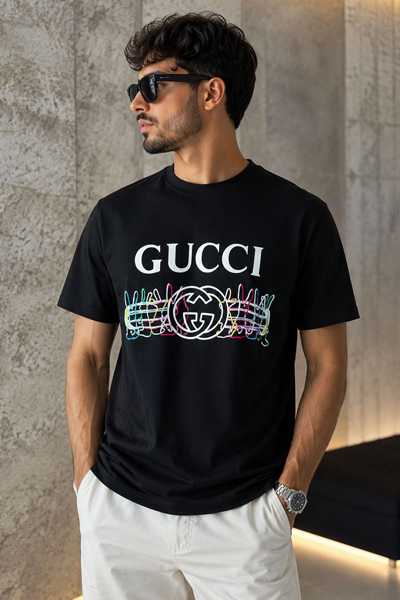 Gucci Чёрная оверсайз футболка Double G 