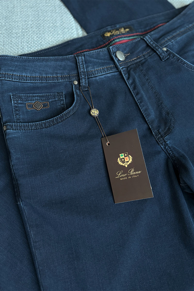 Loro Piana Мужские джинсы тёмно-синего цвета straight fit
