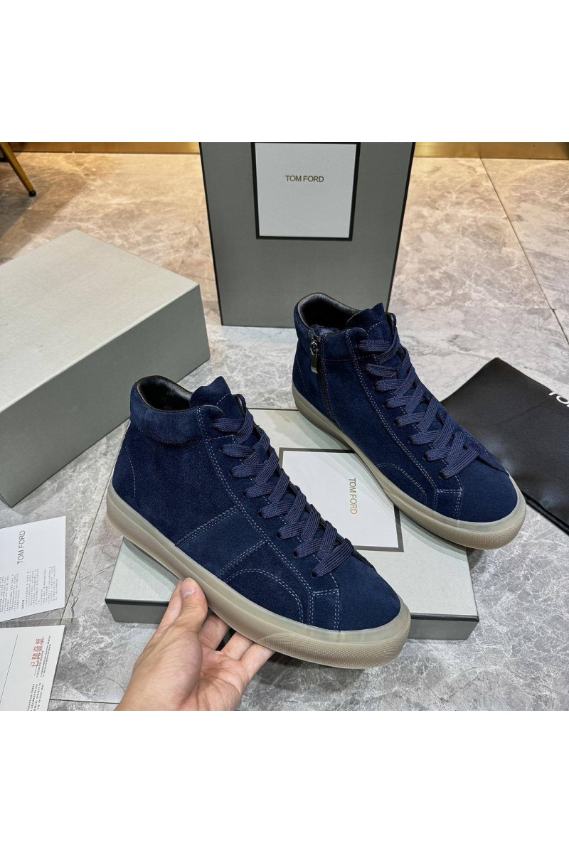 Tom Ford Замшевые кроссовки с мехом high-top - Navy