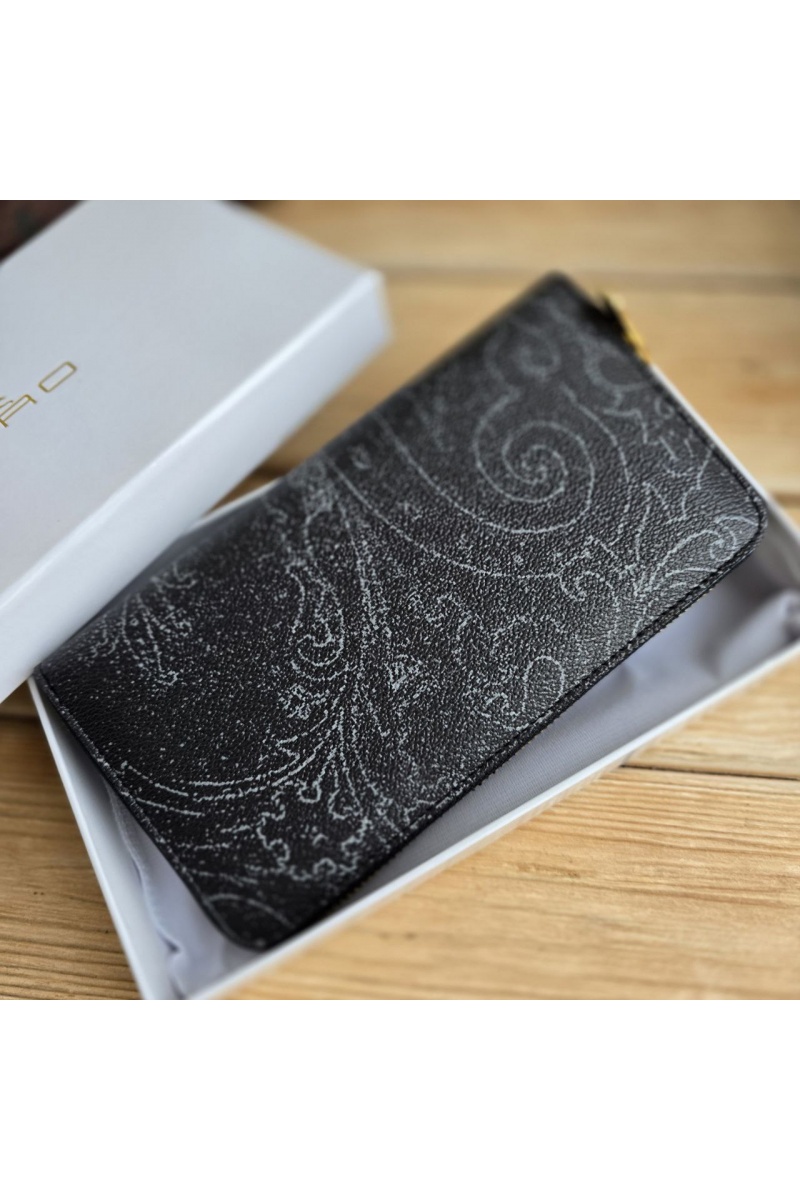 Etro Кожаное портмоне с узором пейсли 19x10 см
