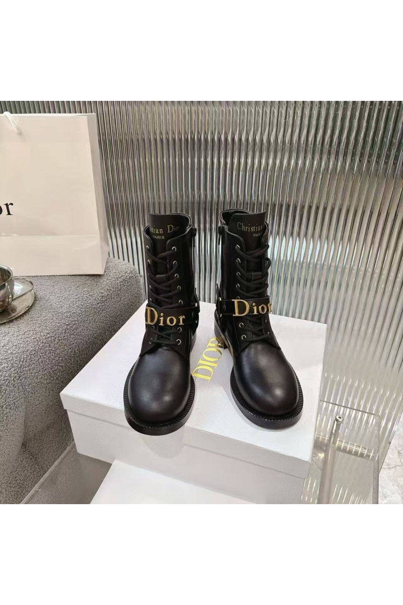 Dior Женские кожаные ботинки на шнуровке 