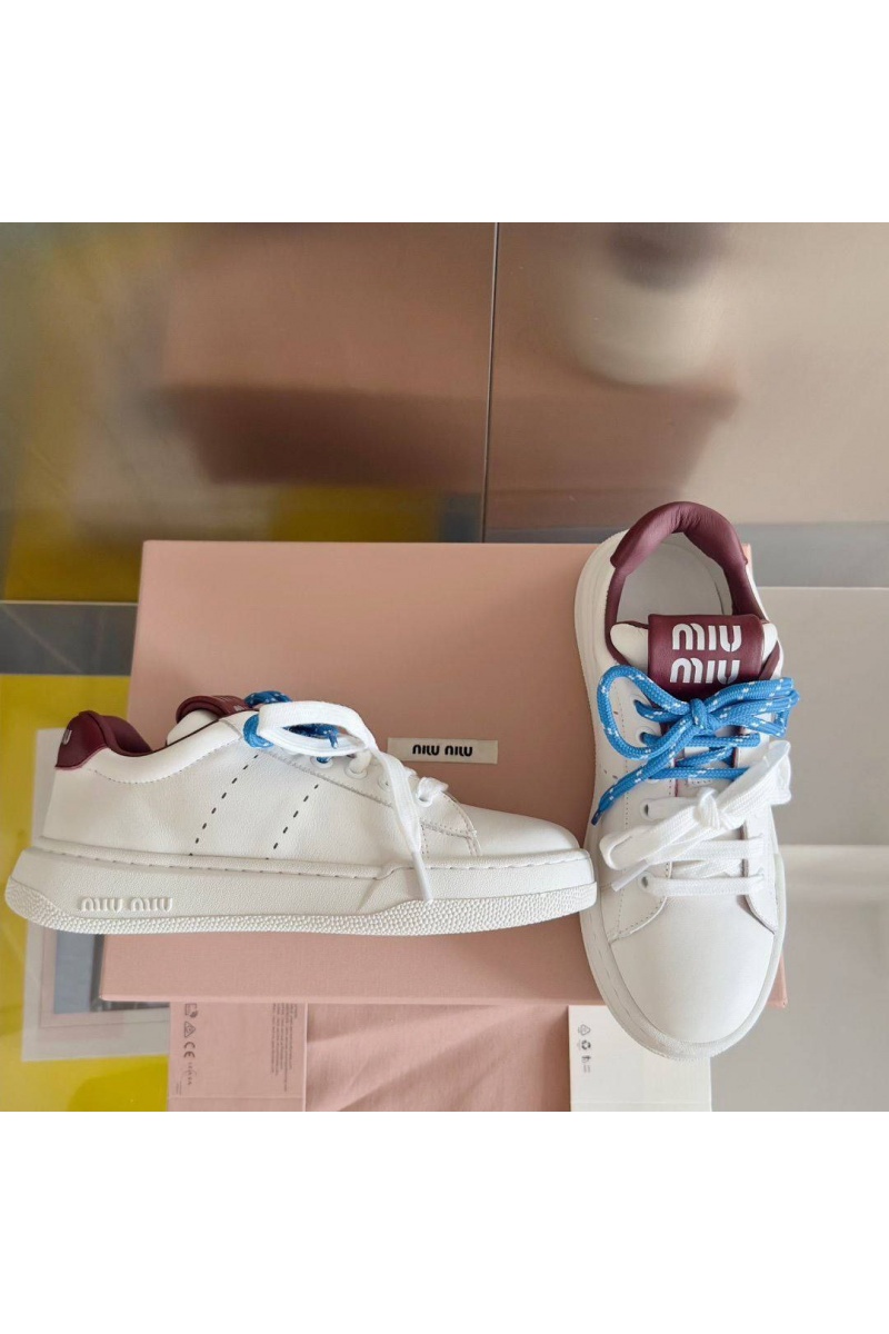 MIU MIU Женские кроссовки   Premium - White / Red