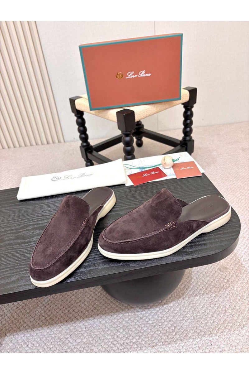 Loro Piana Мужские замшевые шлёпанцы Loro Piana